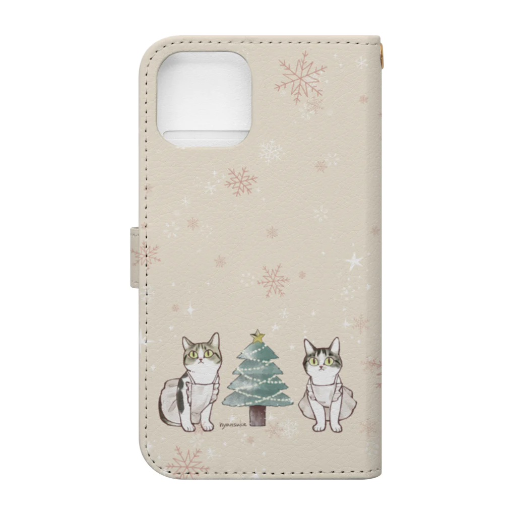 nyansuke_roomの猫のクリスマス Book-Style Smartphone Case :back