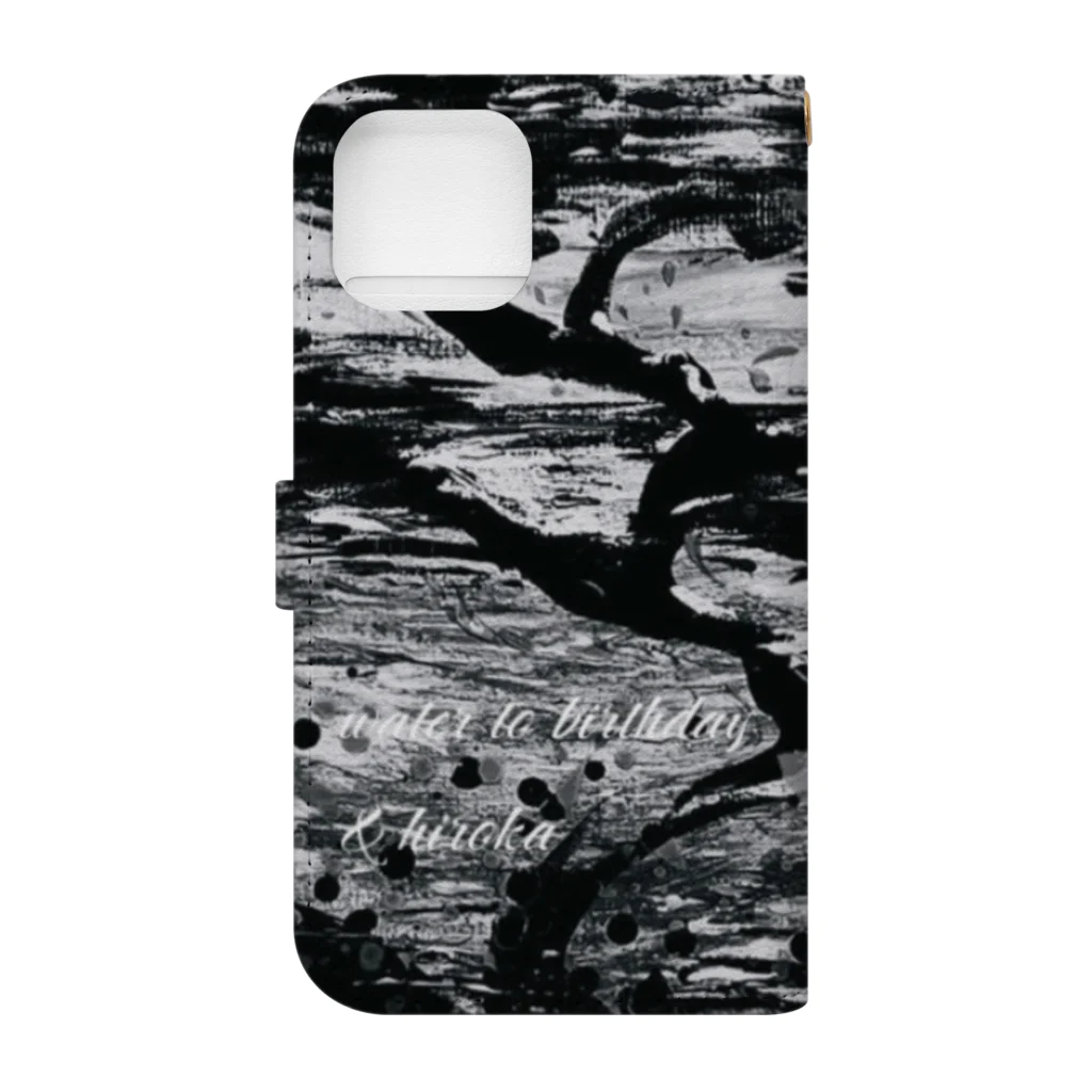 water to birthday の百折不撓×閏の光 hiroka コラボ iphone cover Book-Style Smartphone Case :back