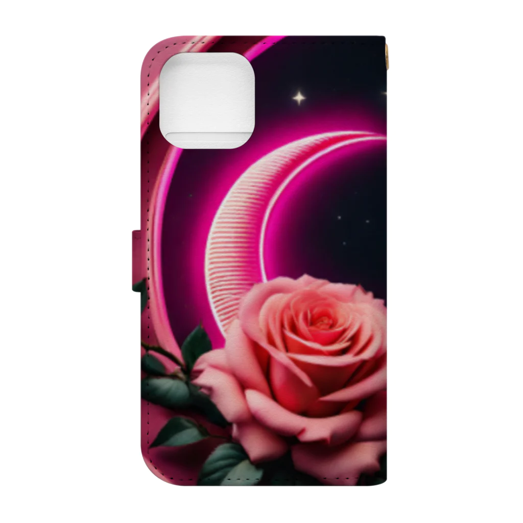 RetrowaveFlowerのRetrowaveFlower-薔薇- Book-Style Smartphone Case :back