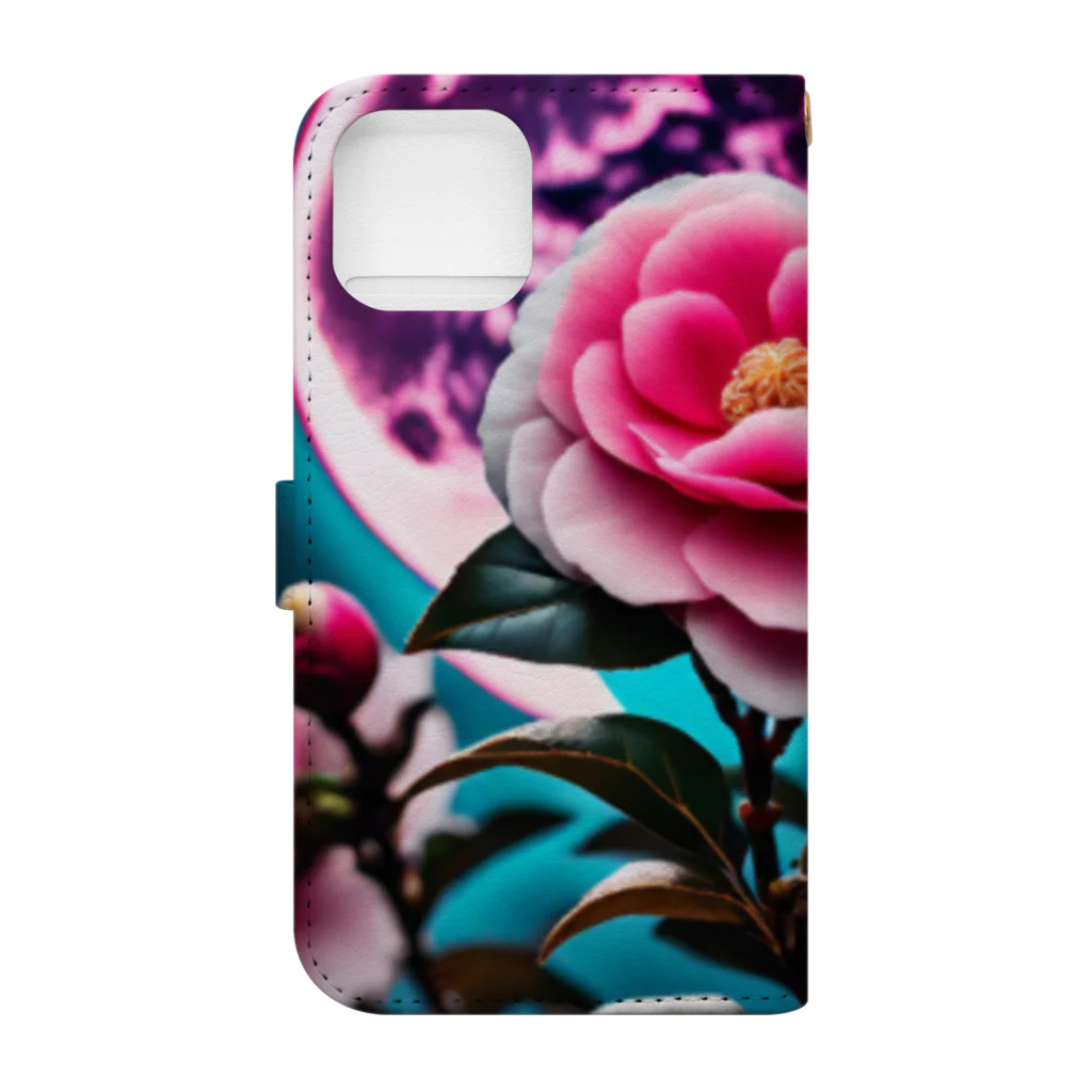 RetrowaveFlowerのRetrowaveFlower-寒椿- Book-Style Smartphone Case :back