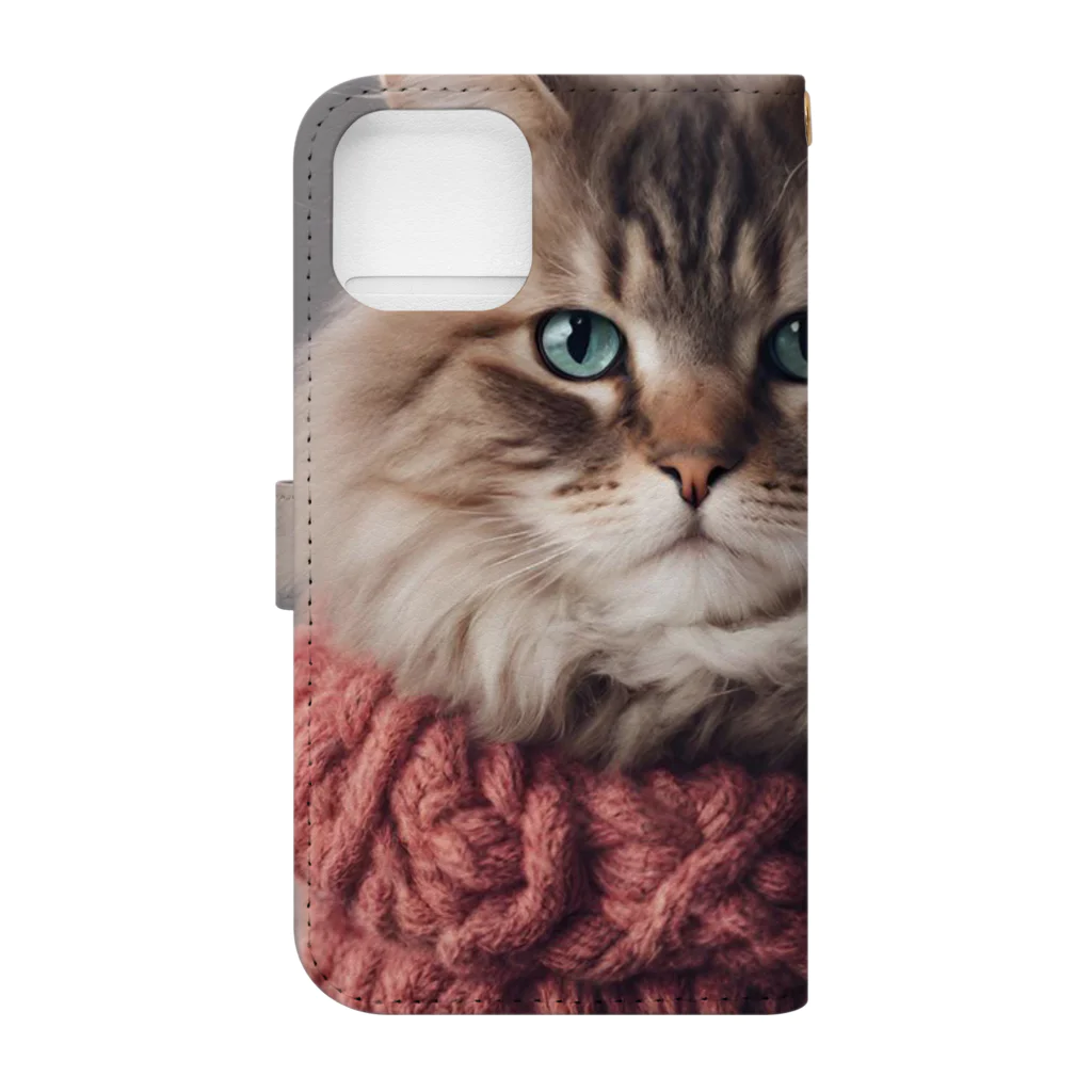 てくのちゃんのサンタを信じてる猫　ロゴなし Book-Style Smartphone Case :back