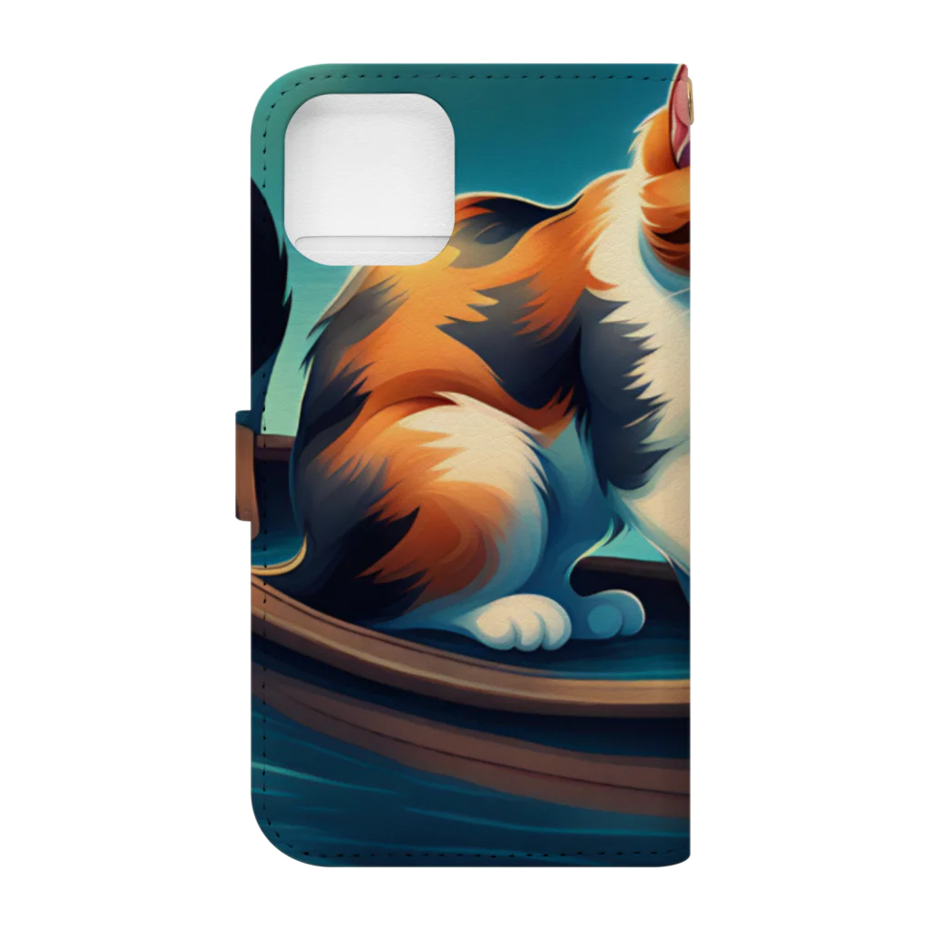 桜猫店-sakuraneko-の釣り猫君 Book-Style Smartphone Case :back