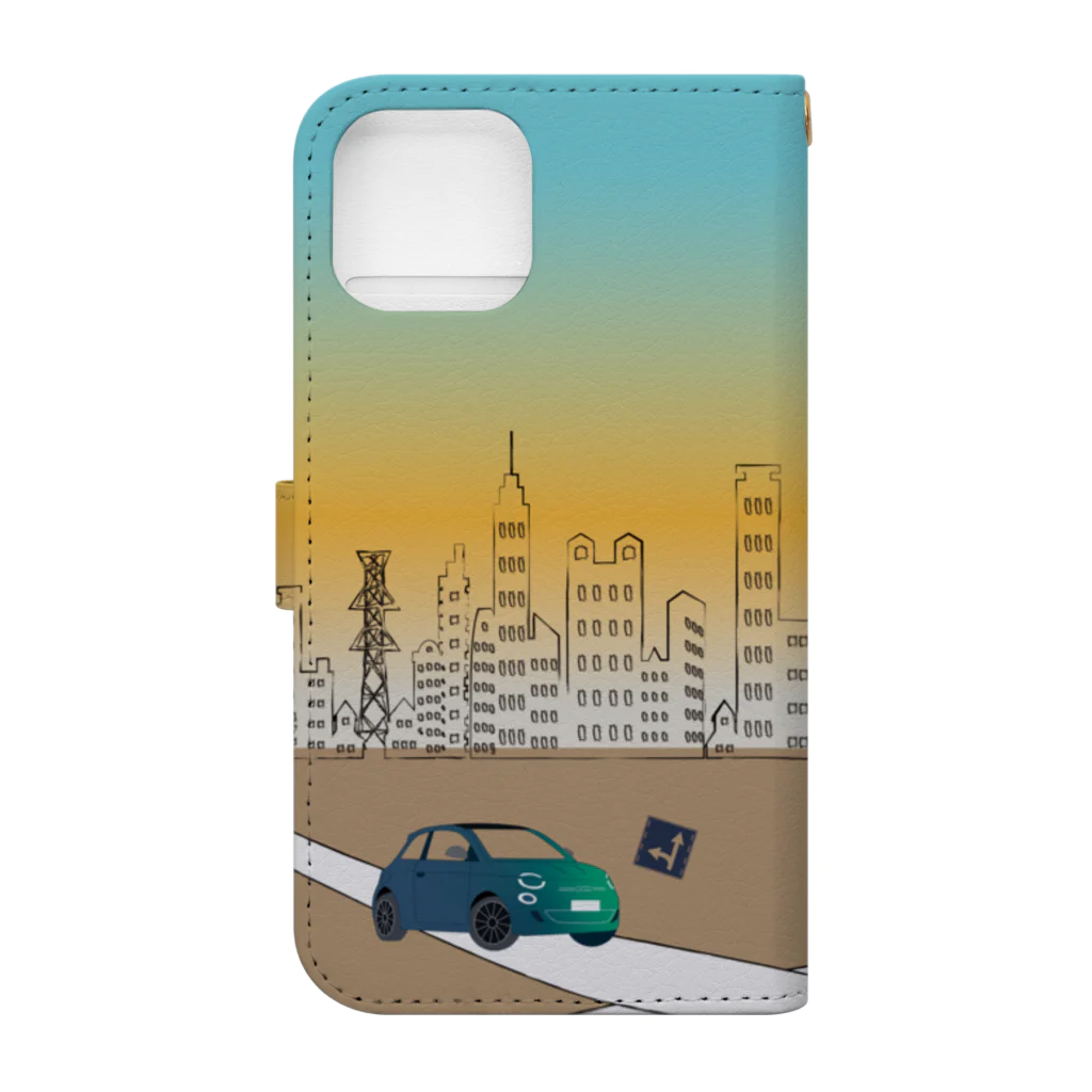 Cutefulのevで走る東京の街ー夕焼け Book-Style Smartphone Case :back