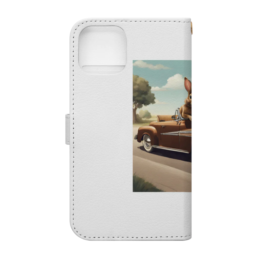 Sone Factoryのアメ車うさぎ Book-Style Smartphone Case :back