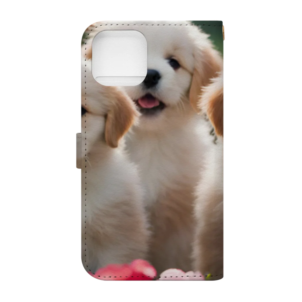 ぱむぱむのかわいい仔犬のグッズ 手帳型スマホケースの裏面