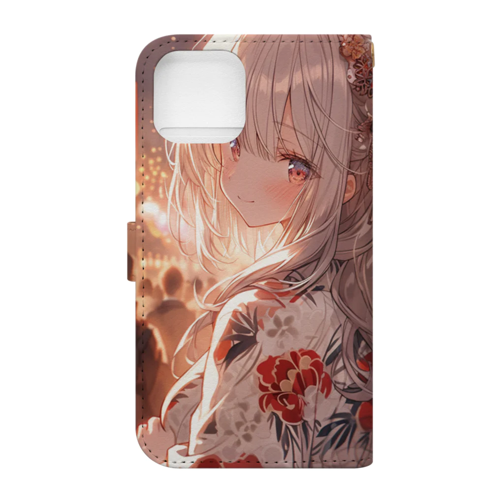 シルバームーンコーストの銀髪美女 シリーズ2 in 花火大会 Book-Style Smartphone Case :back