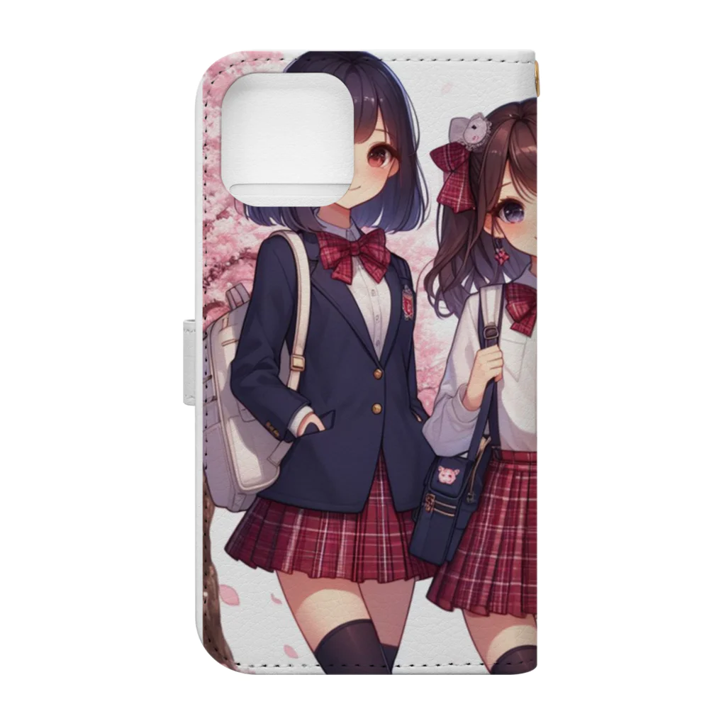 【AI】アルゴリズムアトリエ【デザイン】のAIが作った可愛い制服の女の子 Book-Style Smartphone Case :back