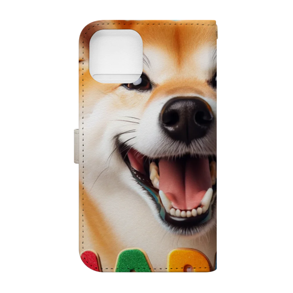 ANTARESの今日もハッピーな柴犬 Book-Style Smartphone Case :back