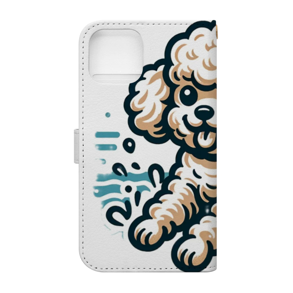 Tokyo_Doodleのもふもふアプリコット　トイプードル　みずあそび Book-Style Smartphone Case :back