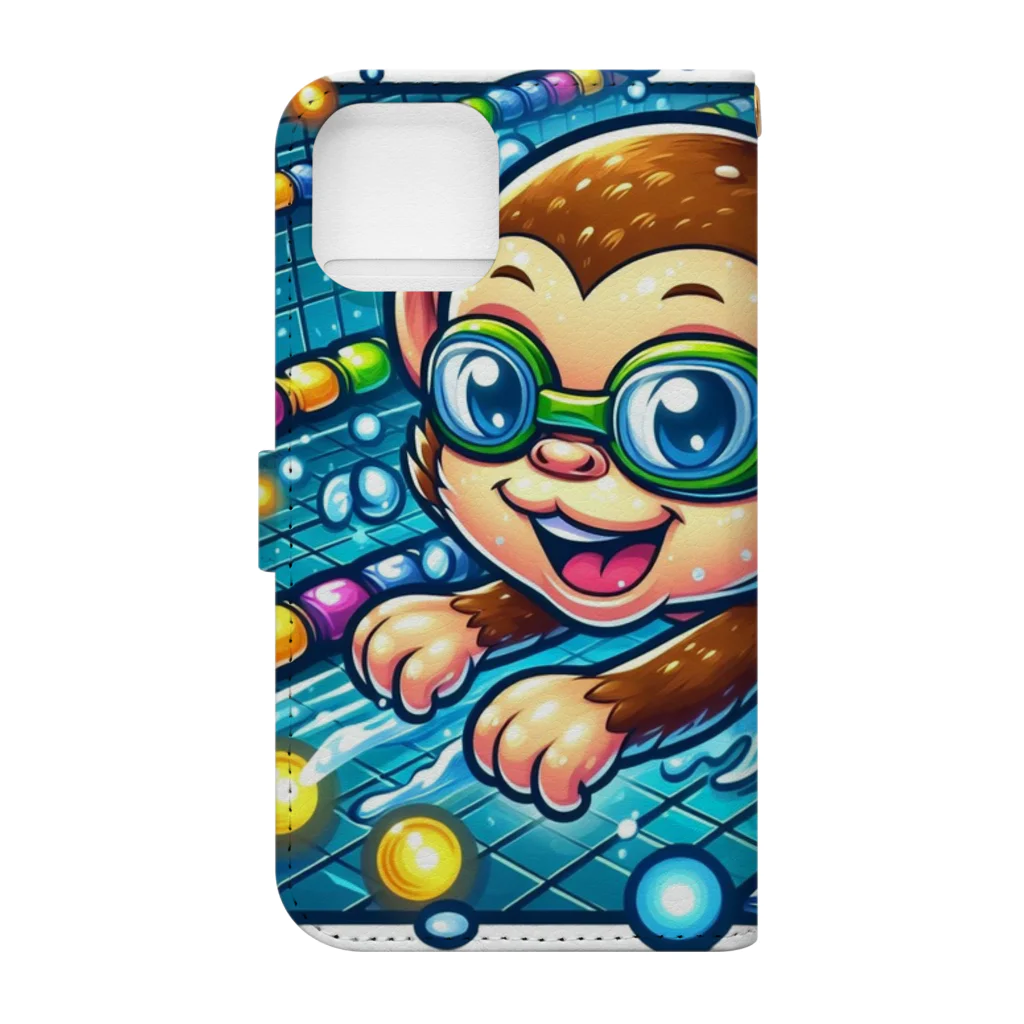 アニマルキャラクターショップのSwimming monkey Book-Style Smartphone Case :back