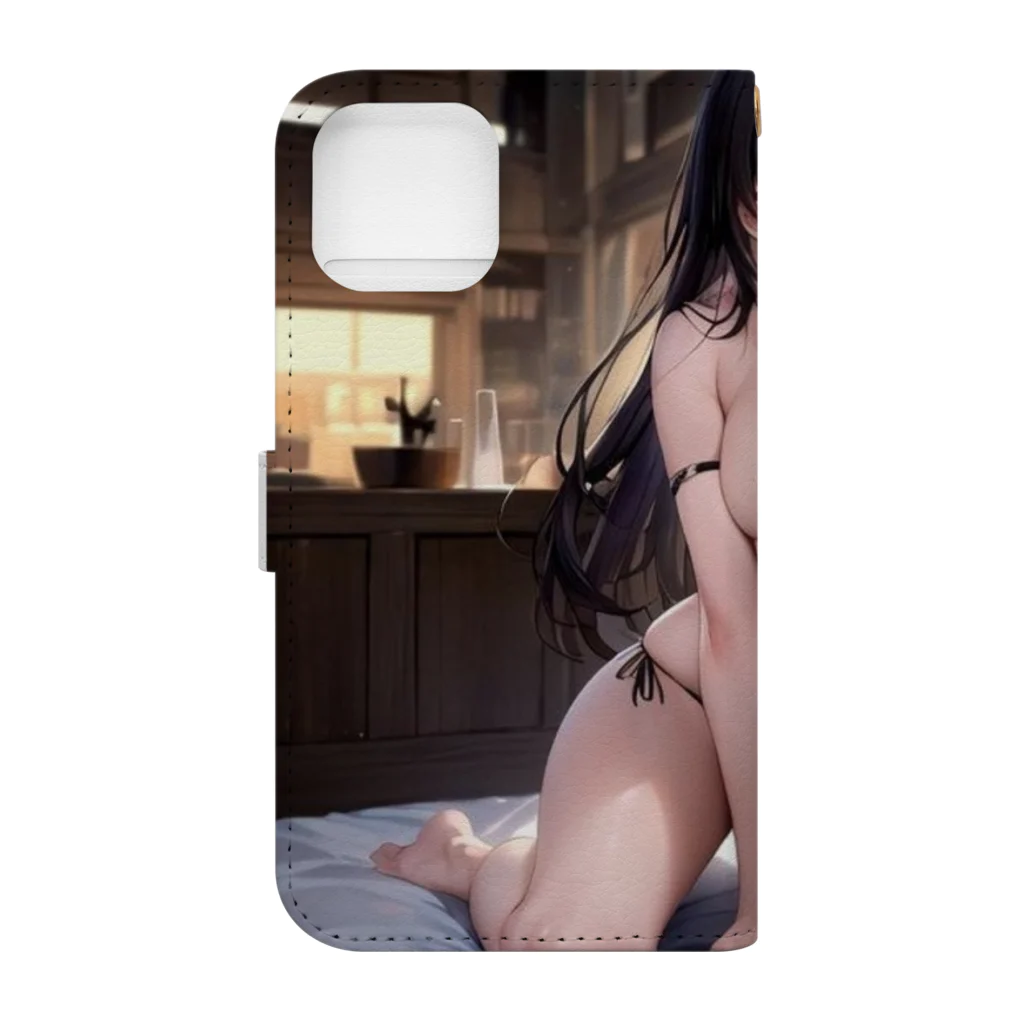 あなたに夢中の黒いビキニの女の子 Book-Style Smartphone Case :back