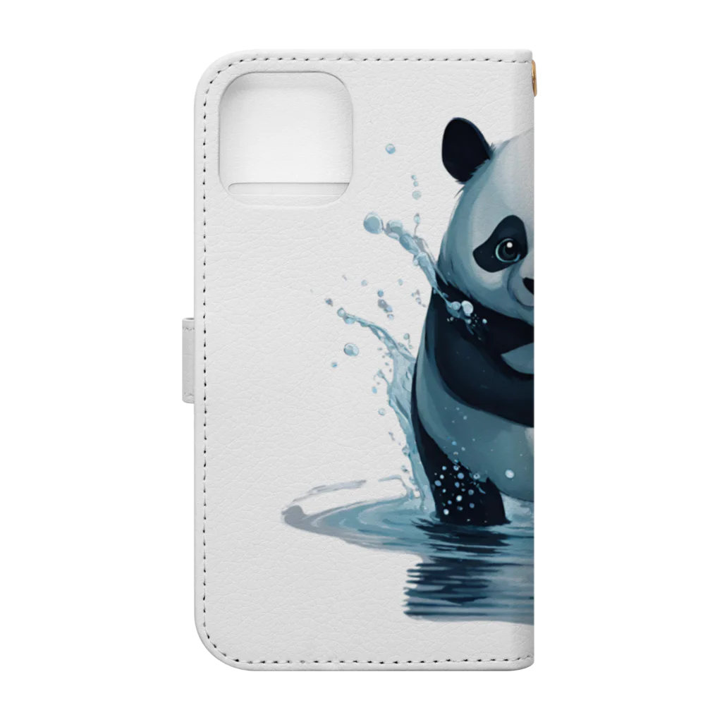 waterpandaのパンダの水遊び Book-Style Smartphone Case :back