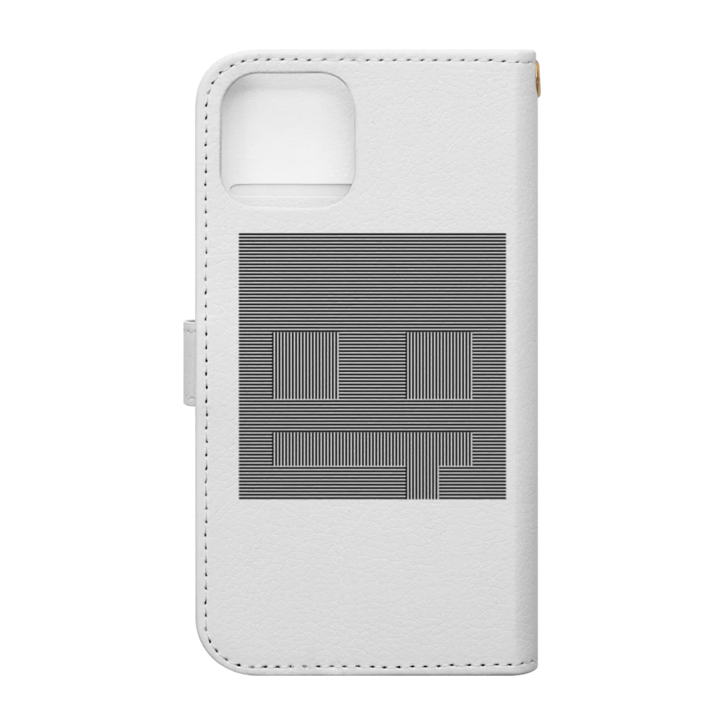 ぽつねん。のあのときのぽつねんの線（黒） Book-Style Smartphone Case :back