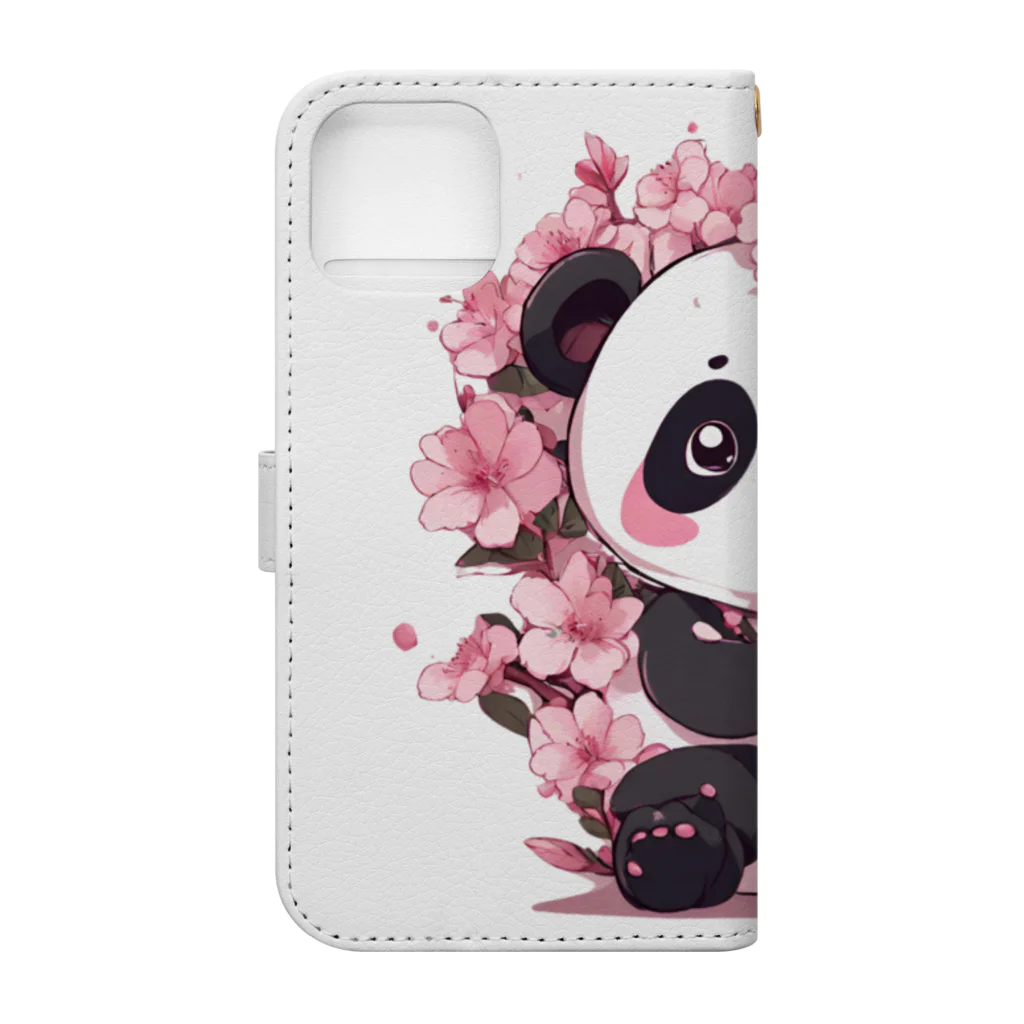 waterpandaの満開桜とパンダ Book-Style Smartphone Case :back