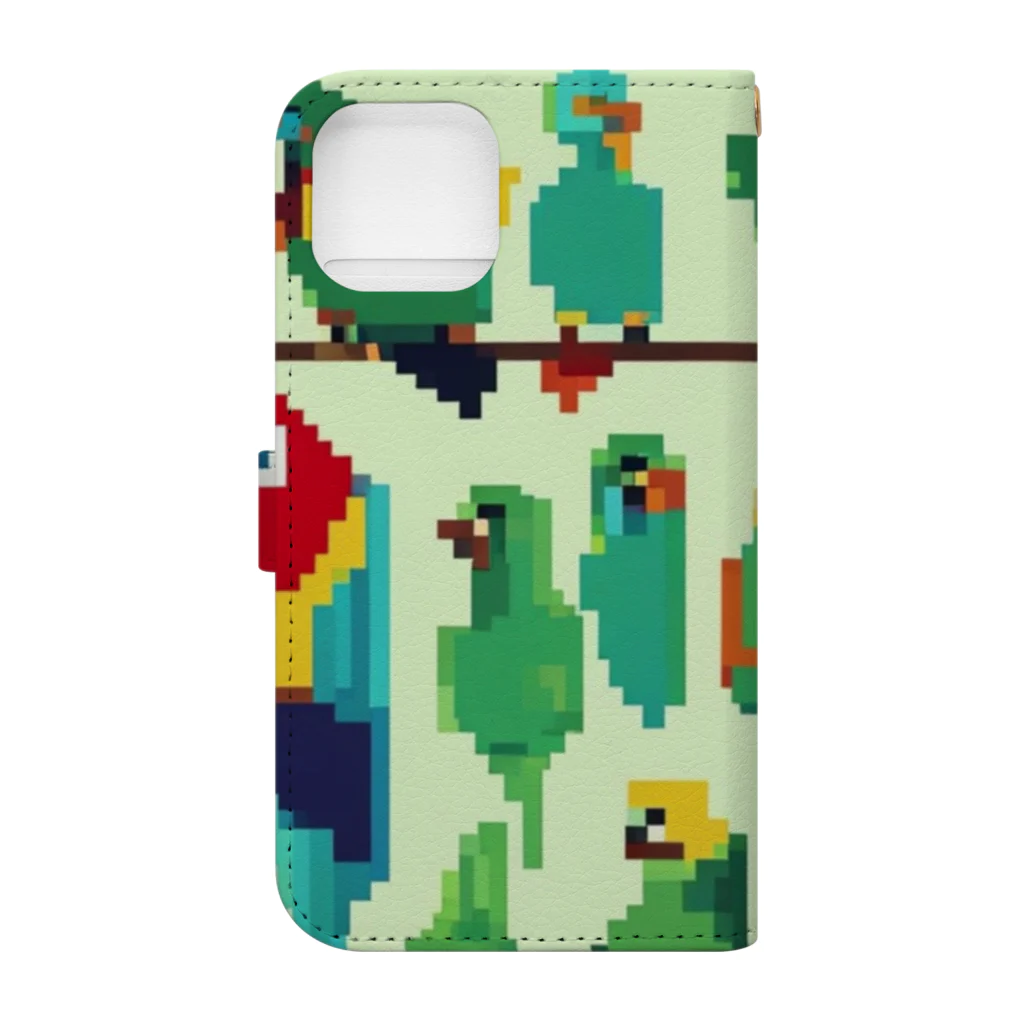 AI画像作って遊ぼうのドット絵　インコ Book-Style Smartphone Case :back