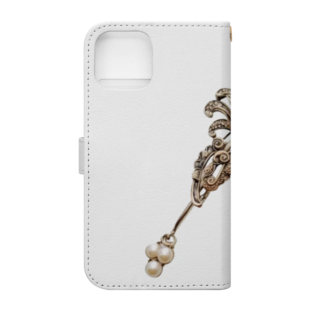 motsunabeeのpearl clip, unique, new design, special 手帳型スマホケースの裏面