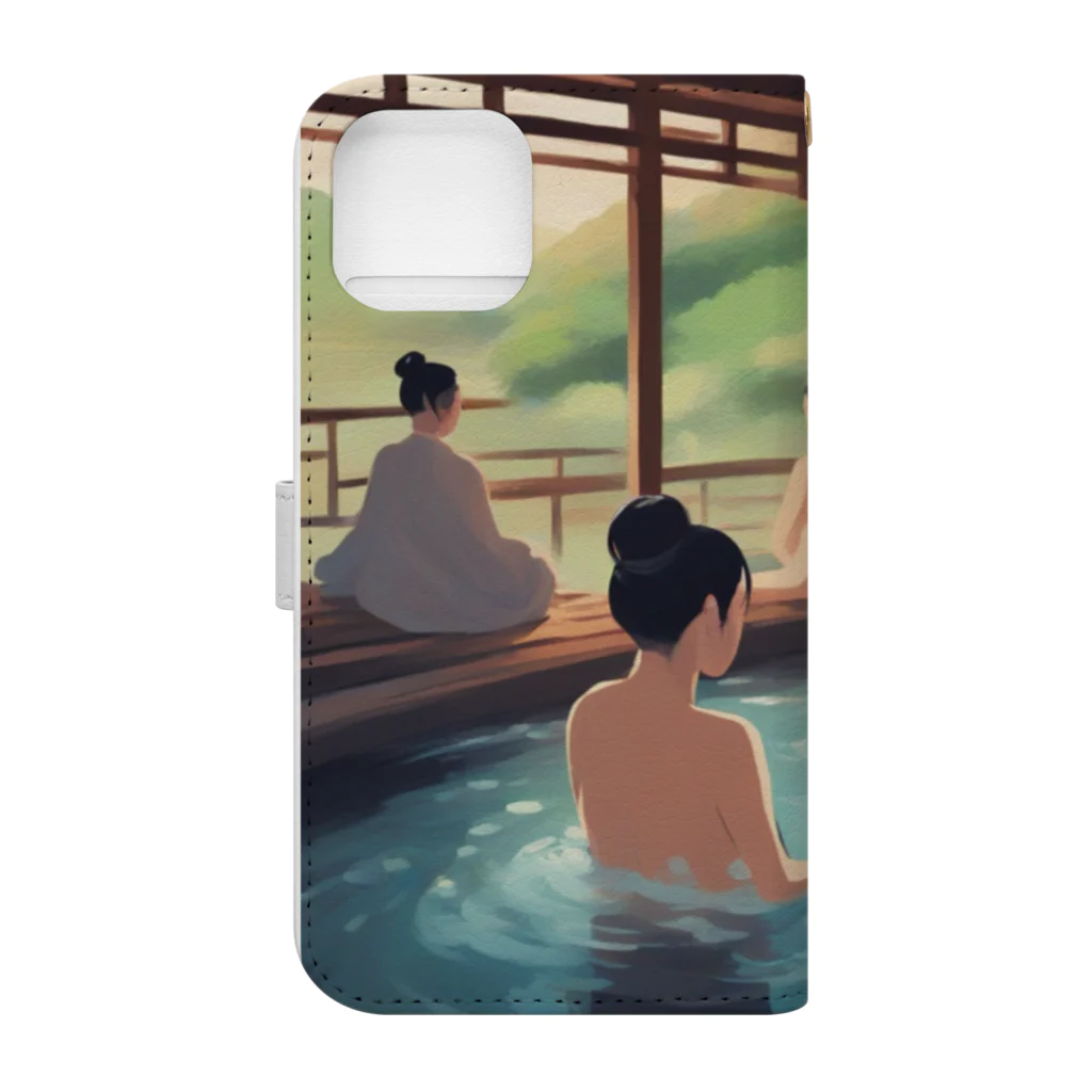 DH＋の江戸時代温泉地での湯治客 Book-Style Smartphone Case :back