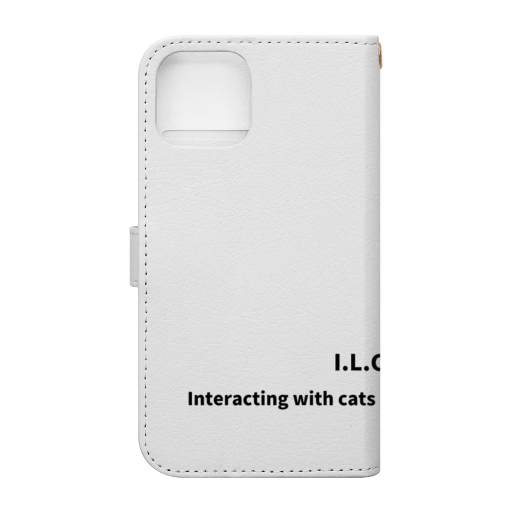 ぱんだまんのI LOVE CAT !（黒） Book-Style Smartphone Case :back
