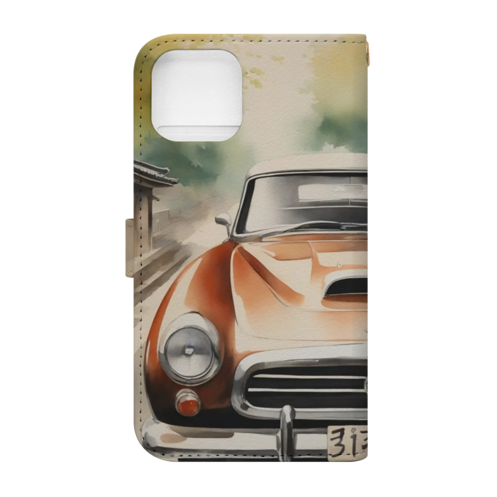 happiness_shopのレトロで魅力的な自動車 Book-Style Smartphone Case :back