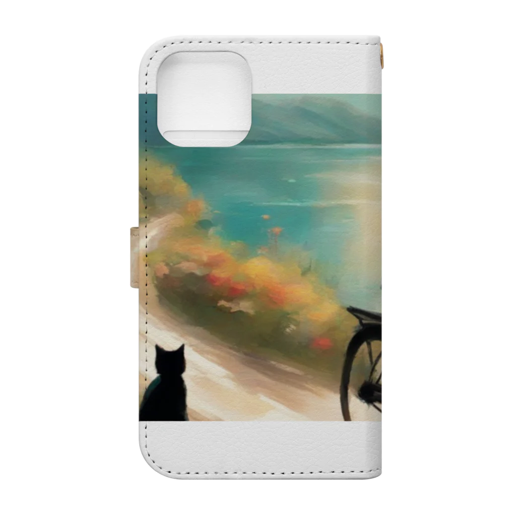 THE NOBLE LIGHTの見なれぬ黒猫おじさん Book-Style Smartphone Case :back