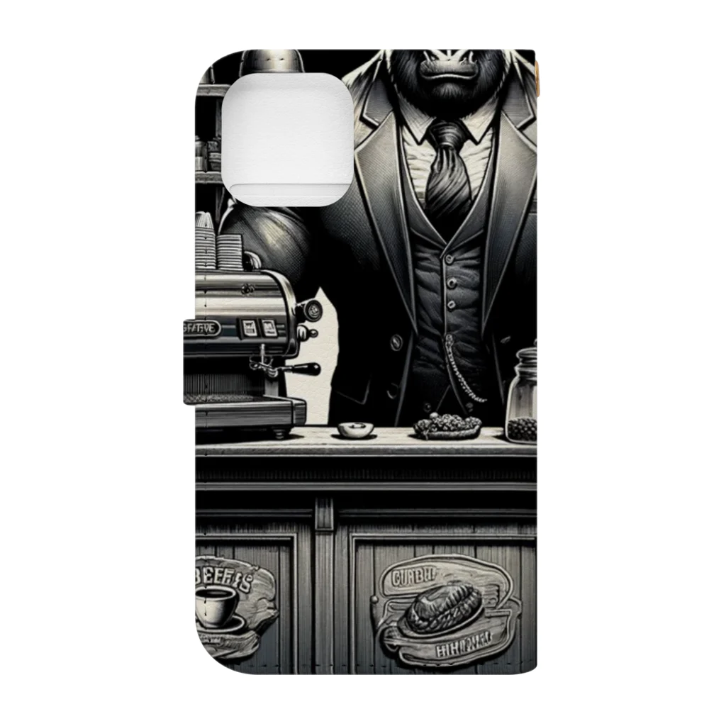 ゴリラショップのThe Mighty Gorilla Coffee Shop  Book-Style Smartphone Case :back