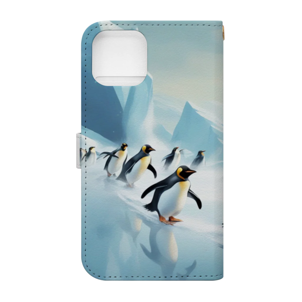 Toppogidaikonの競争するペンギン達 Book-Style Smartphone Case :back