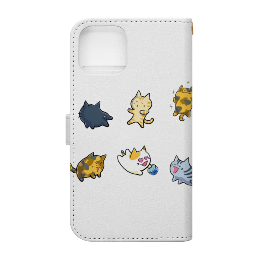 もふもふ堂の猫たちの集会 Book-Style Smartphone Case :back