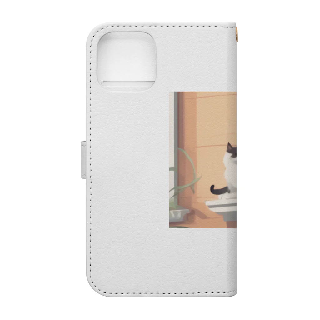 nekozou1986の窓際猫 Book-Style Smartphone Case :back