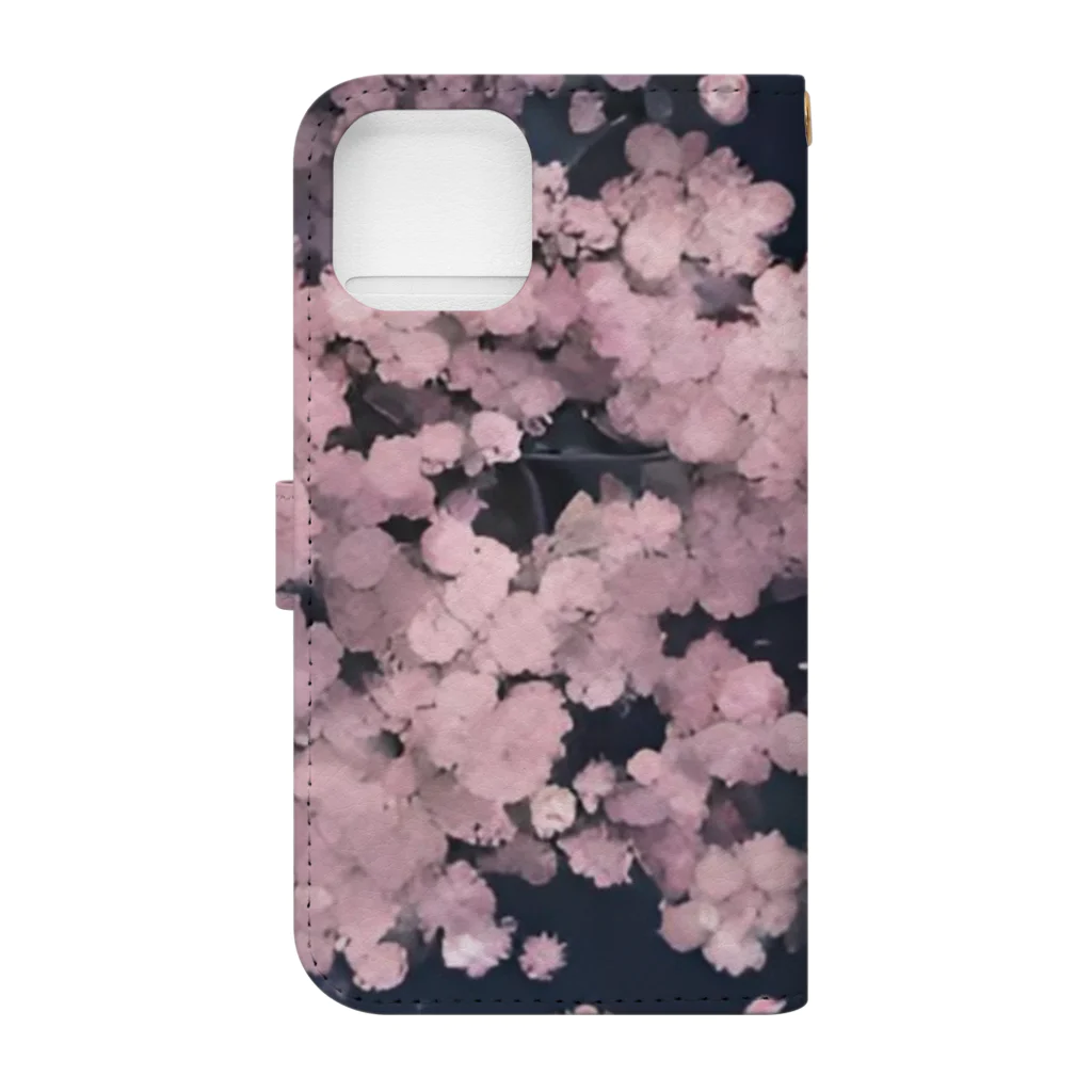 ほっと一息の夜桜 手帳型スマホケースの裏面