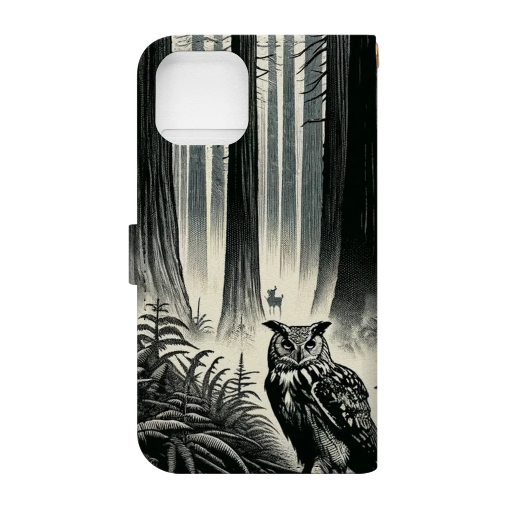 kotpopのOwl in the forest Book-Style Smartphone Case :back