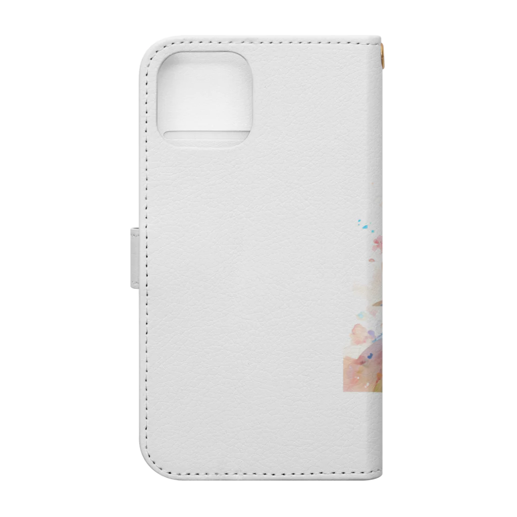 AQUAMETAVERSEの花柄模様の服を着た女性　なでしこ1478 Book-Style Smartphone Case :back