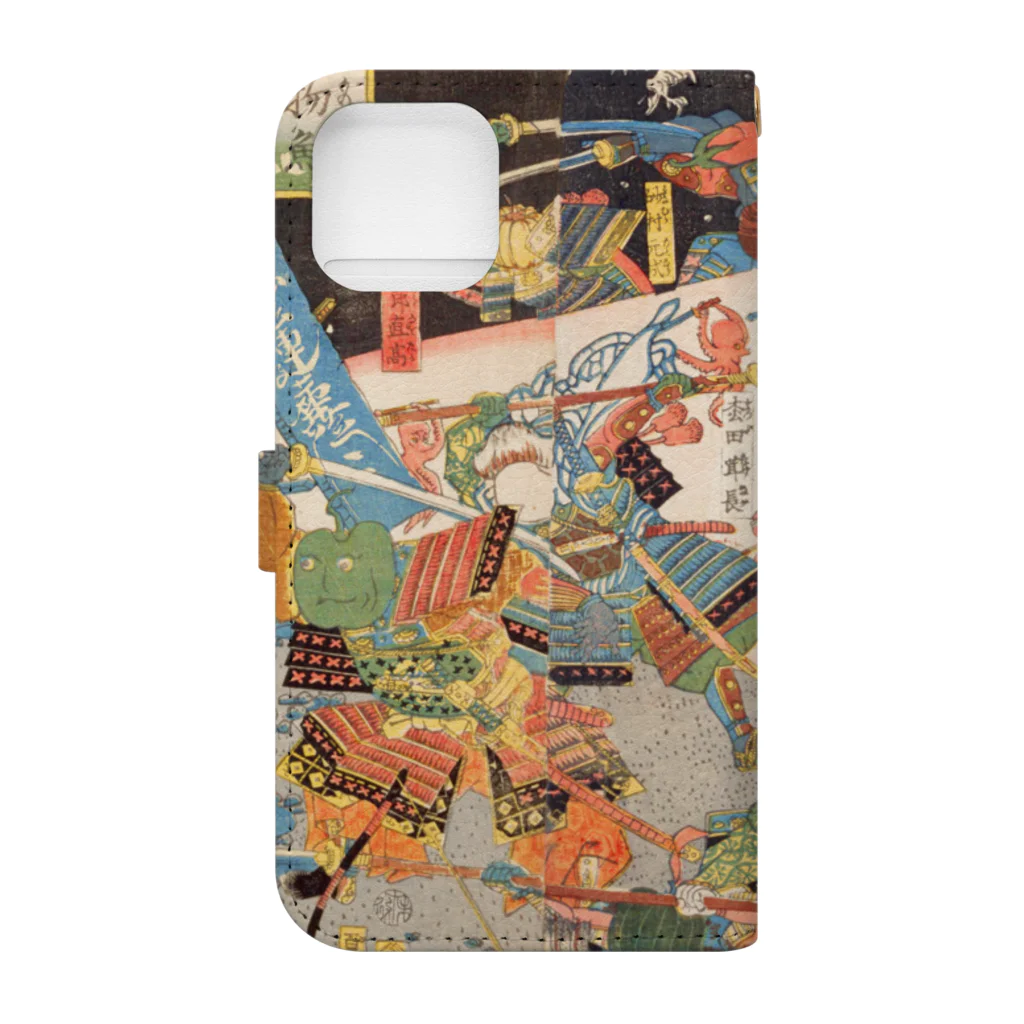 浮世絵ショップ のどぐろ　UKIYOE SHOP NODOGUROの青物魚軍勢大合戦之図 / Illustration of the Great Battle of thevegetables and Fish Army Book-Style Smartphone Case :back