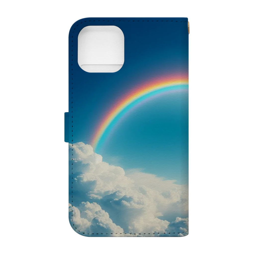 青と緑の青い空と虹 Book-Style Smartphone Case :back