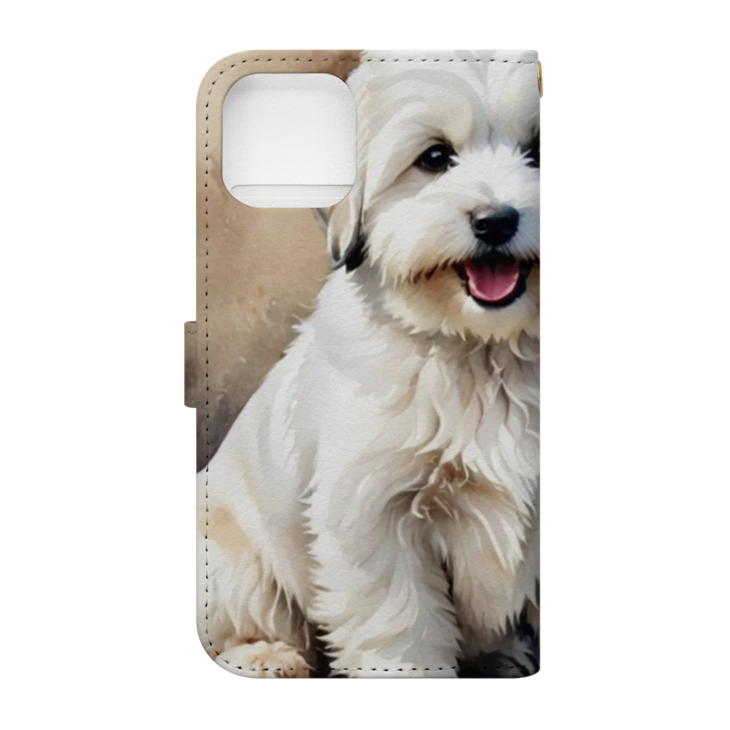 Animal Illustration shopのコトン・ド・テュレアール　Coton de Tulear　水彩画風 手帳型スマホケースの裏面