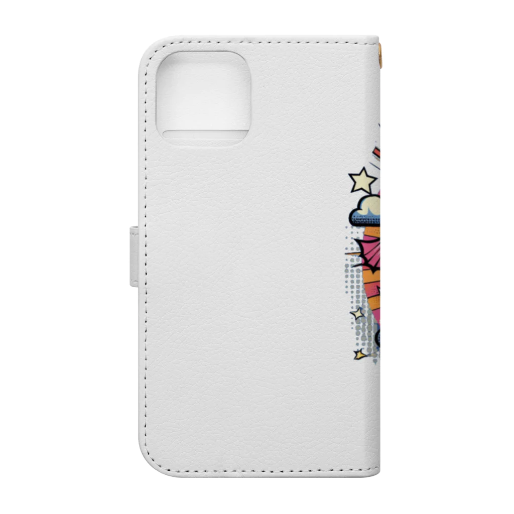 momonekokoのキャンバスに絵を描く女性 Book-Style Smartphone Case :back