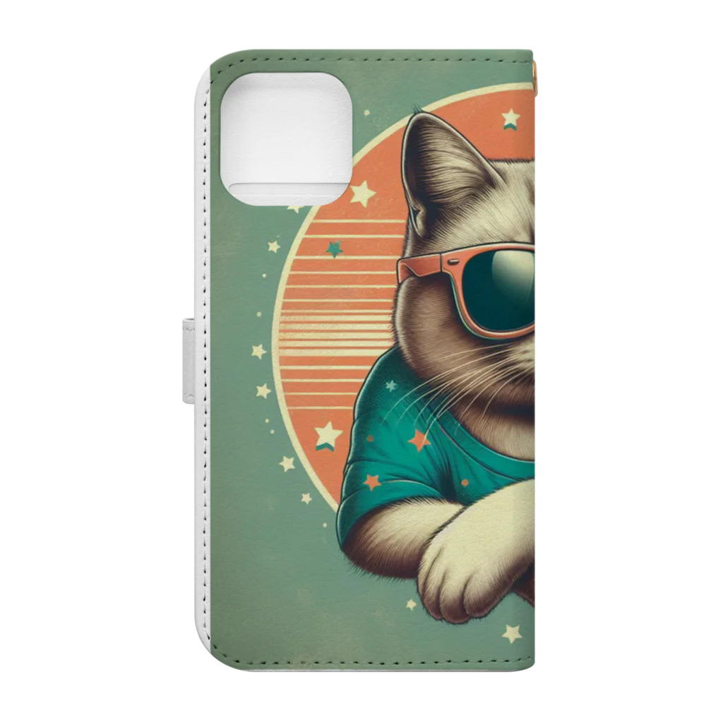CECIL1602のサングラスをかけた猫 Book-Style Smartphone Case :back