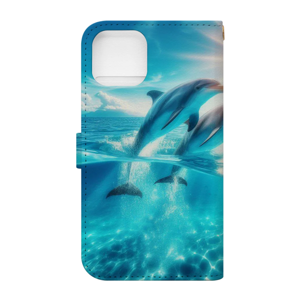 終わらない夢🌈の美しい海とイルカ🐬✨ Book-Style Smartphone Case :back