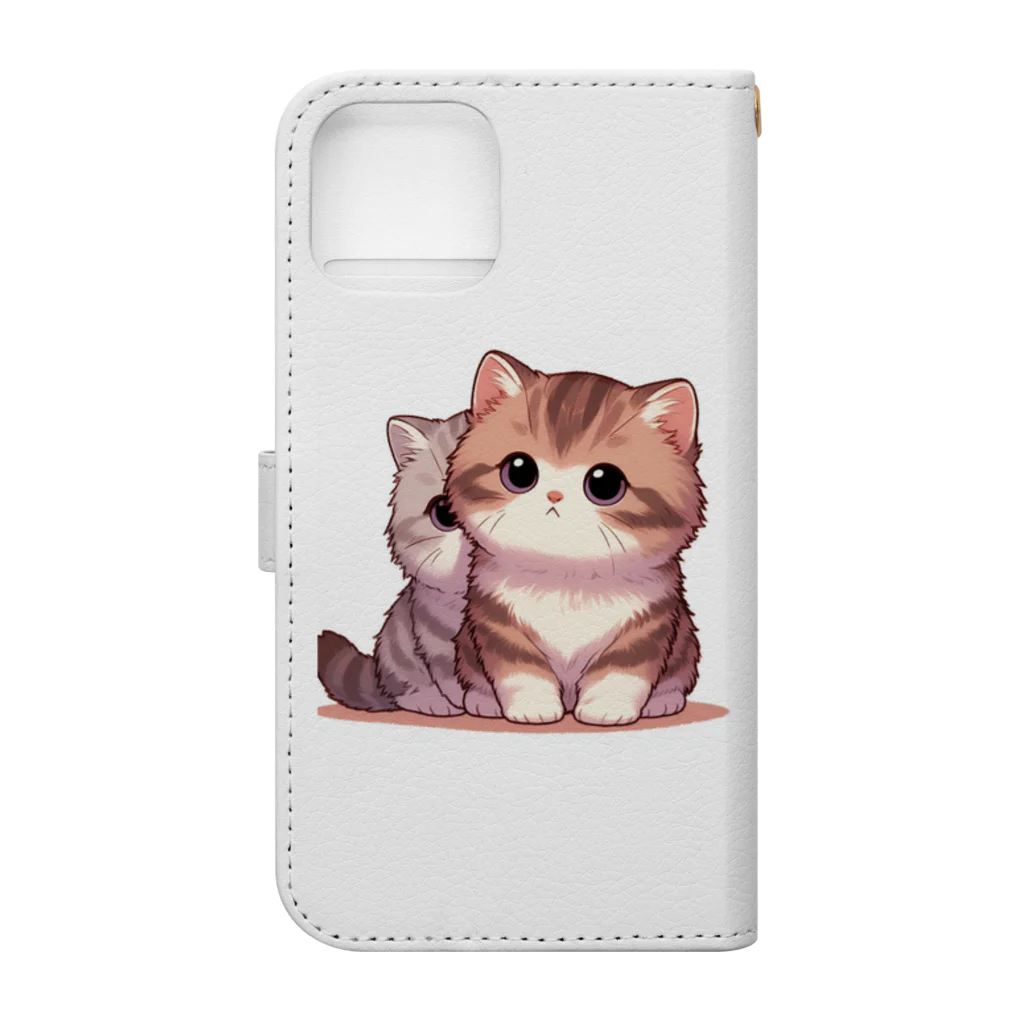 シマのかわいい子猫の兄弟 Book-Style Smartphone Case :back