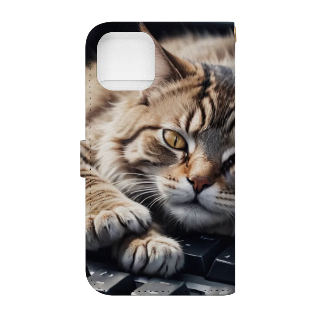 Ruru1の猫とキーボード Book-Style Smartphone Case :back