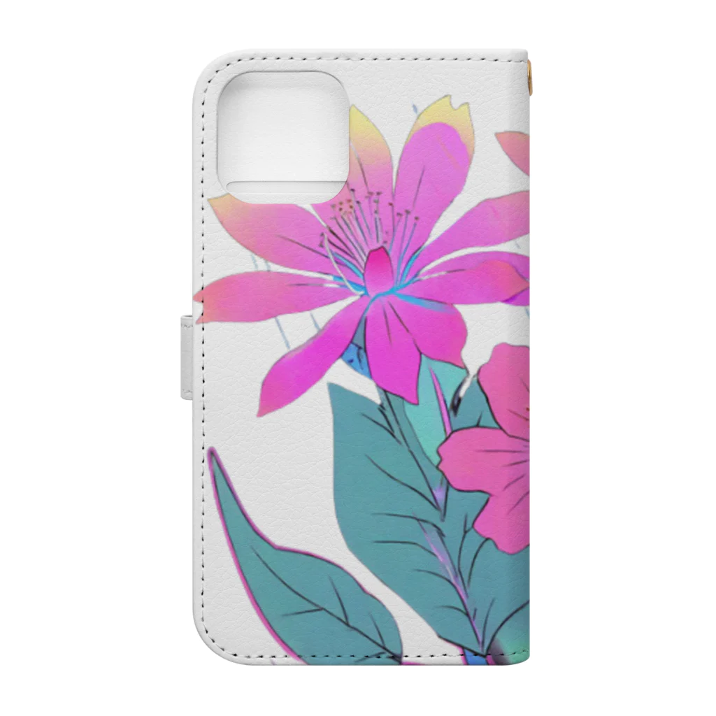 RetrowaveFlowerのRetrowaveFlower-ムルチコーレ- Book-Style Smartphone Case :back