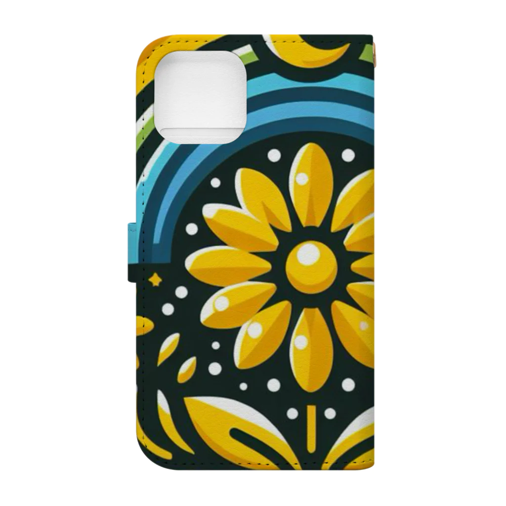 風光と妖精の花　虹　月 Book-Style Smartphone Case :back