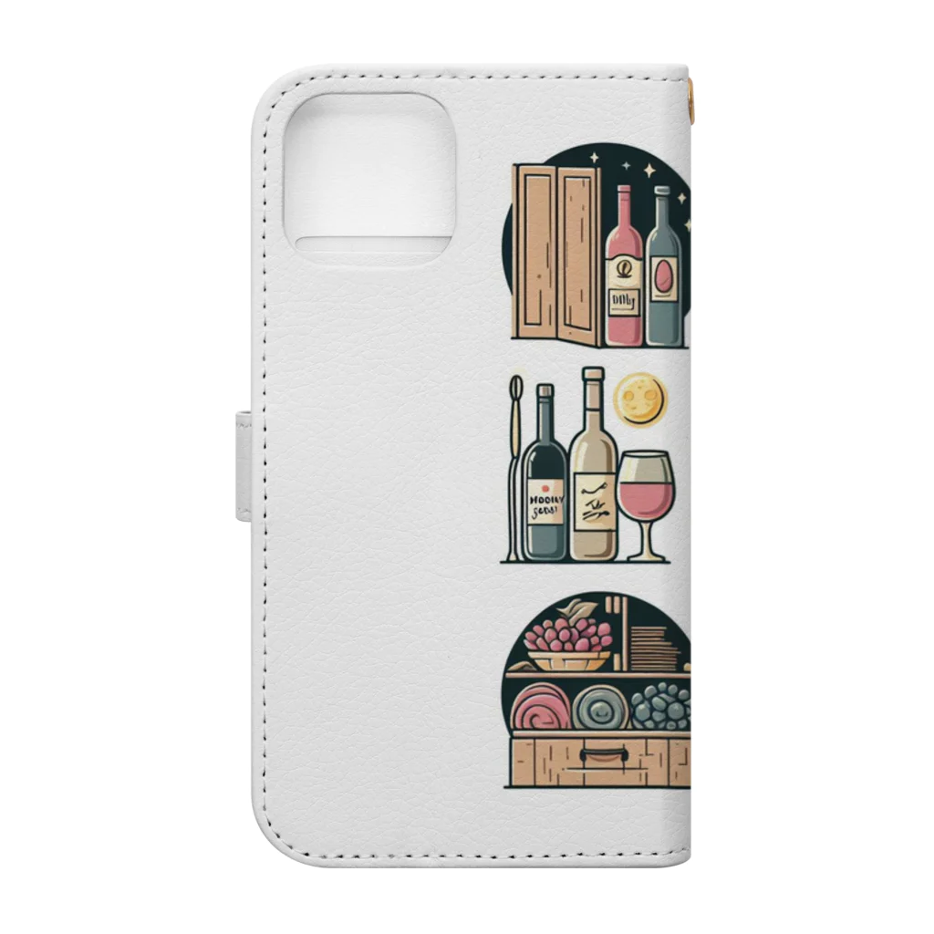 MOONY'S Wine Closetの夢心地な月夜の小さなワイン屋さん Book-Style Smartphone Case :back