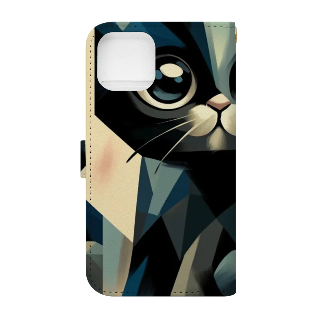 スタイル112の黒猫　キュビズム01 Book-Style Smartphone Case :back