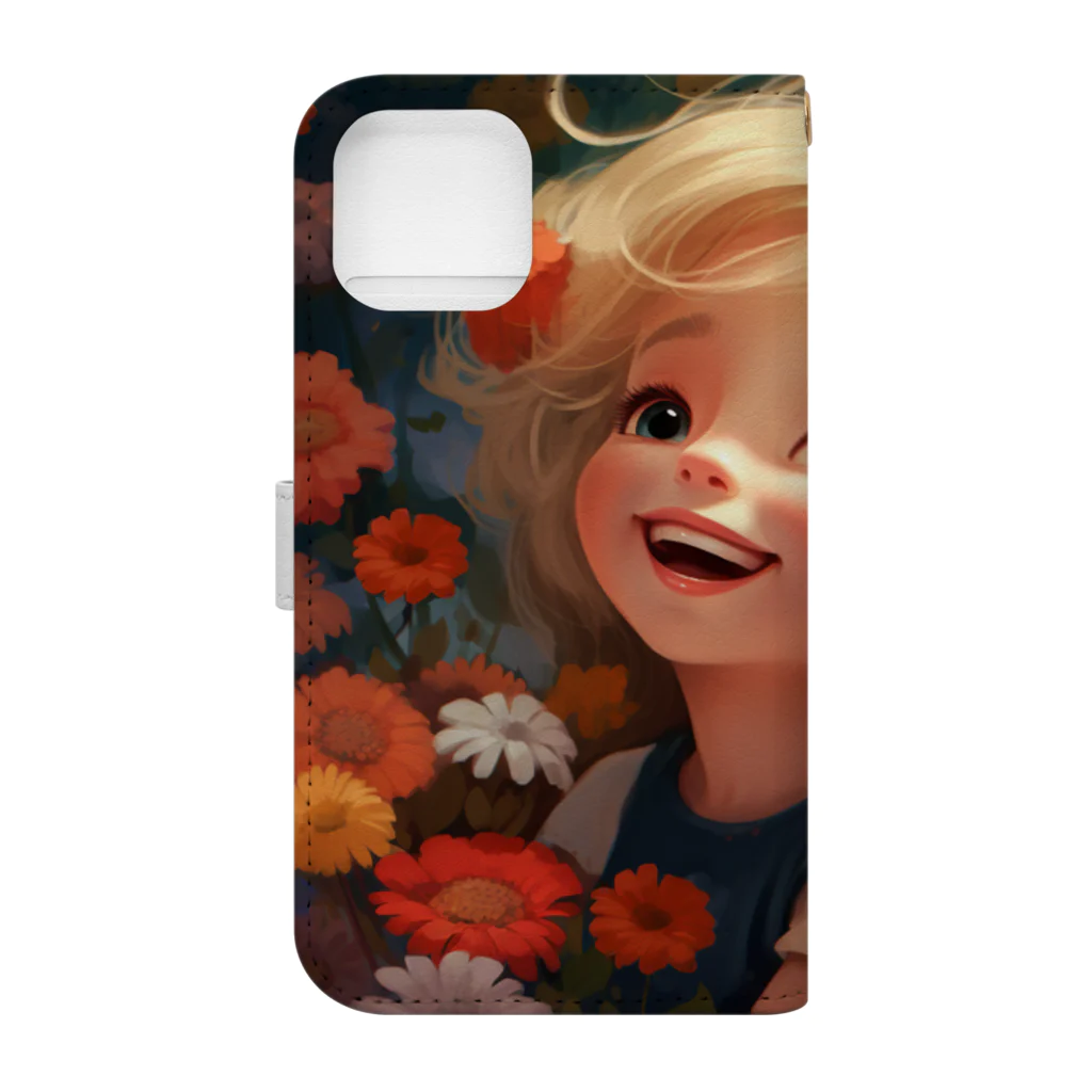 AQUAMETAVERSEの花に囲まれて幸せいっぱいの少女　なでしこ1478 Book-Style Smartphone Case :back