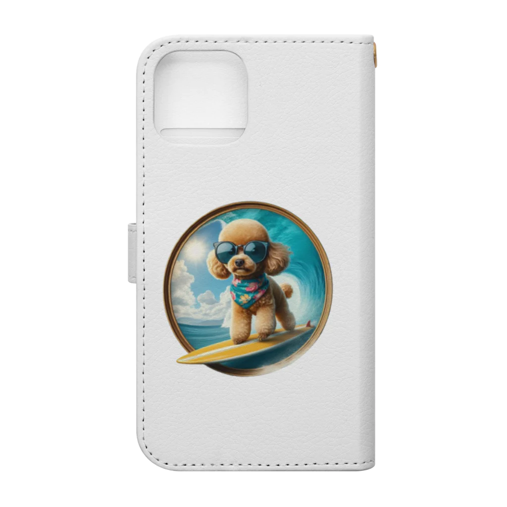 Surfing Dogの波乗りトイプードル Book-Style Smartphone Case :back