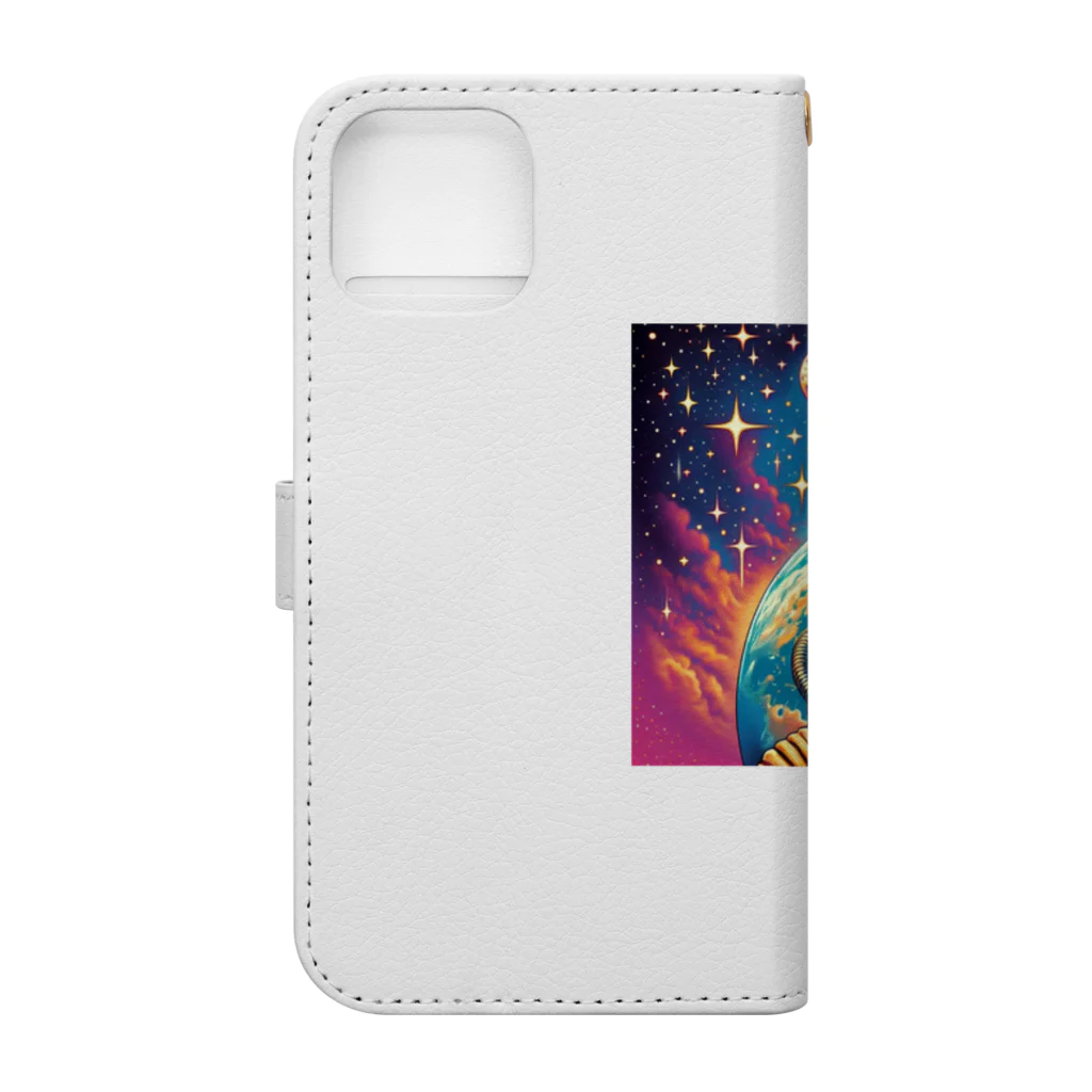 space catの宇宙猫 Book-Style Smartphone Case :back