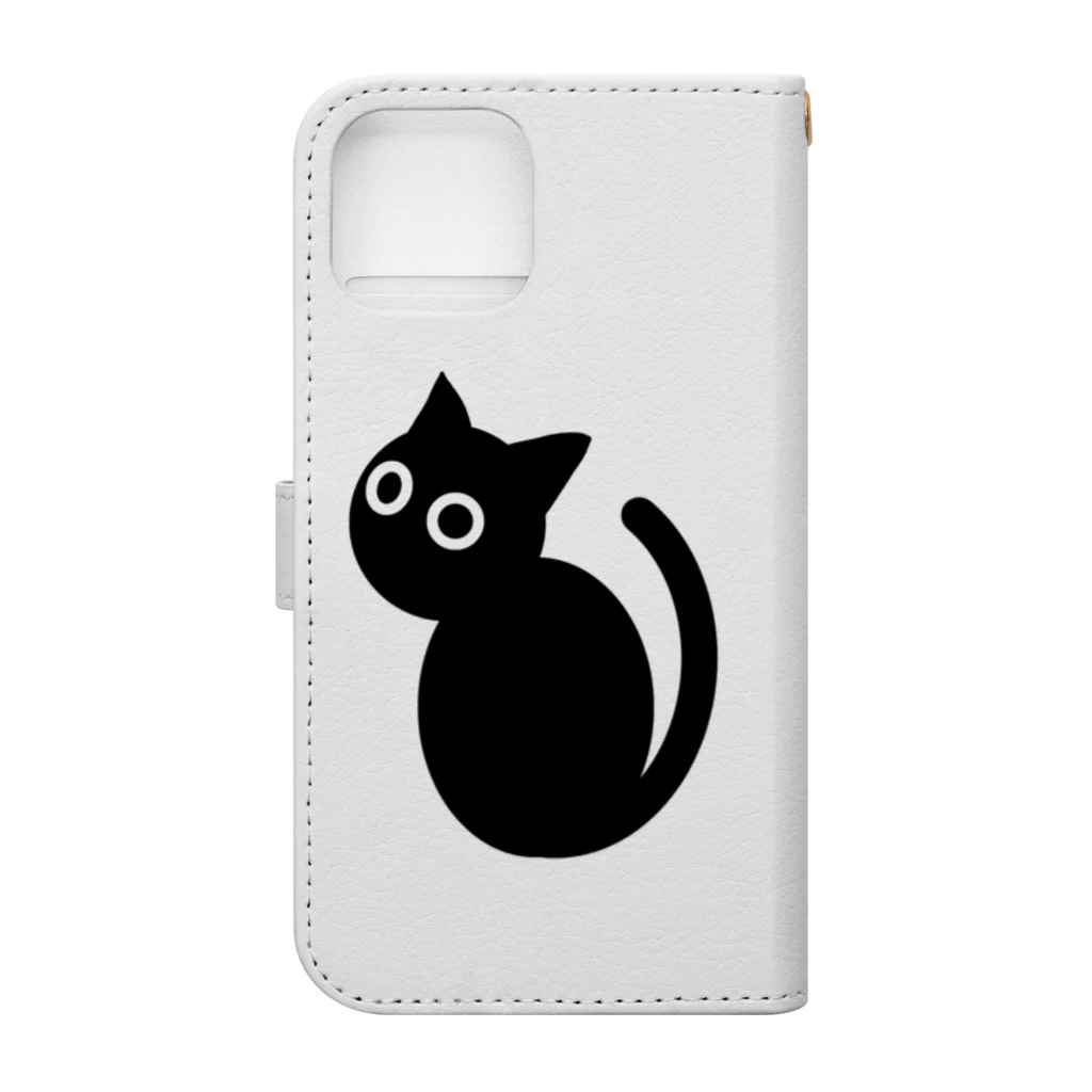 グニャグニャ偏頭痛の見返り黒猫 Book-Style Smartphone Case :back