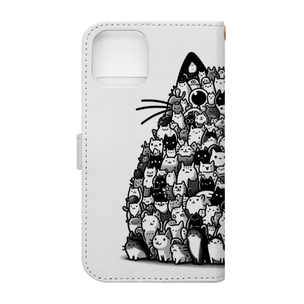 カピバラの#大量シリーズ　猫様たちのダイダラボッチ Book-Style Smartphone Case :back