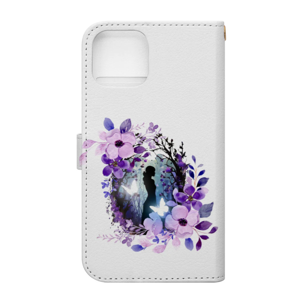 Mellow-Skyの紫の花と影 Book-Style Smartphone Case :back