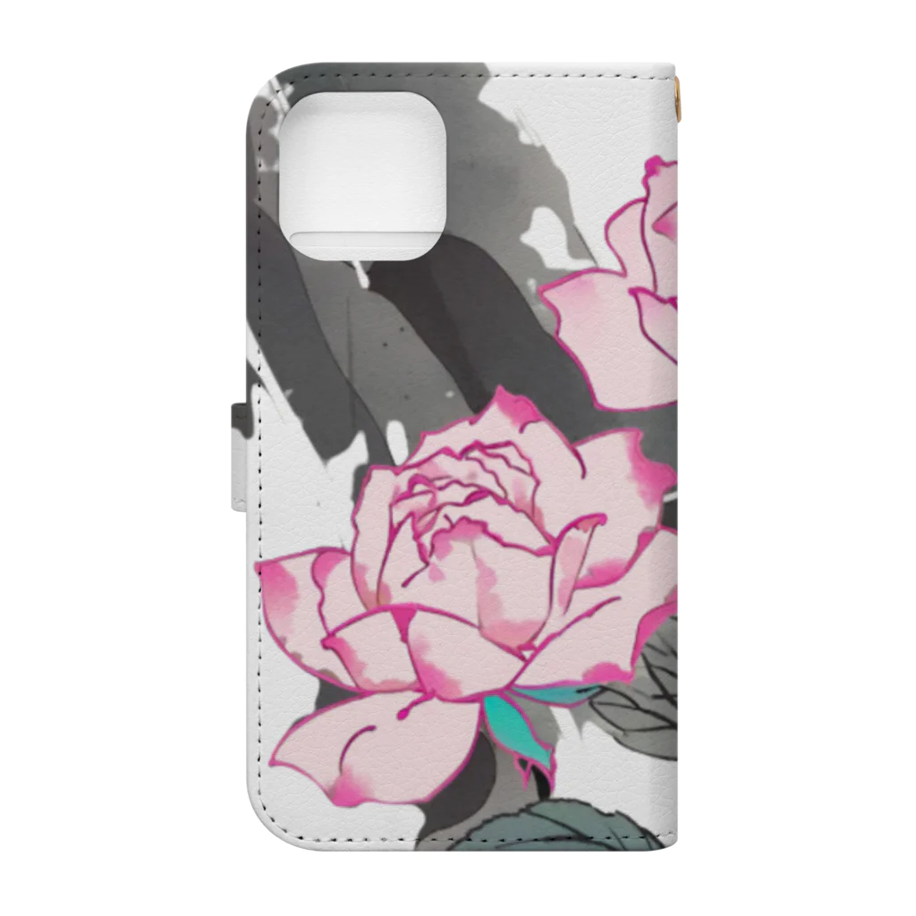 RetrowaveFlowerのRetrowaveFlower-薔薇(ピンク)- Book-Style Smartphone Case :back